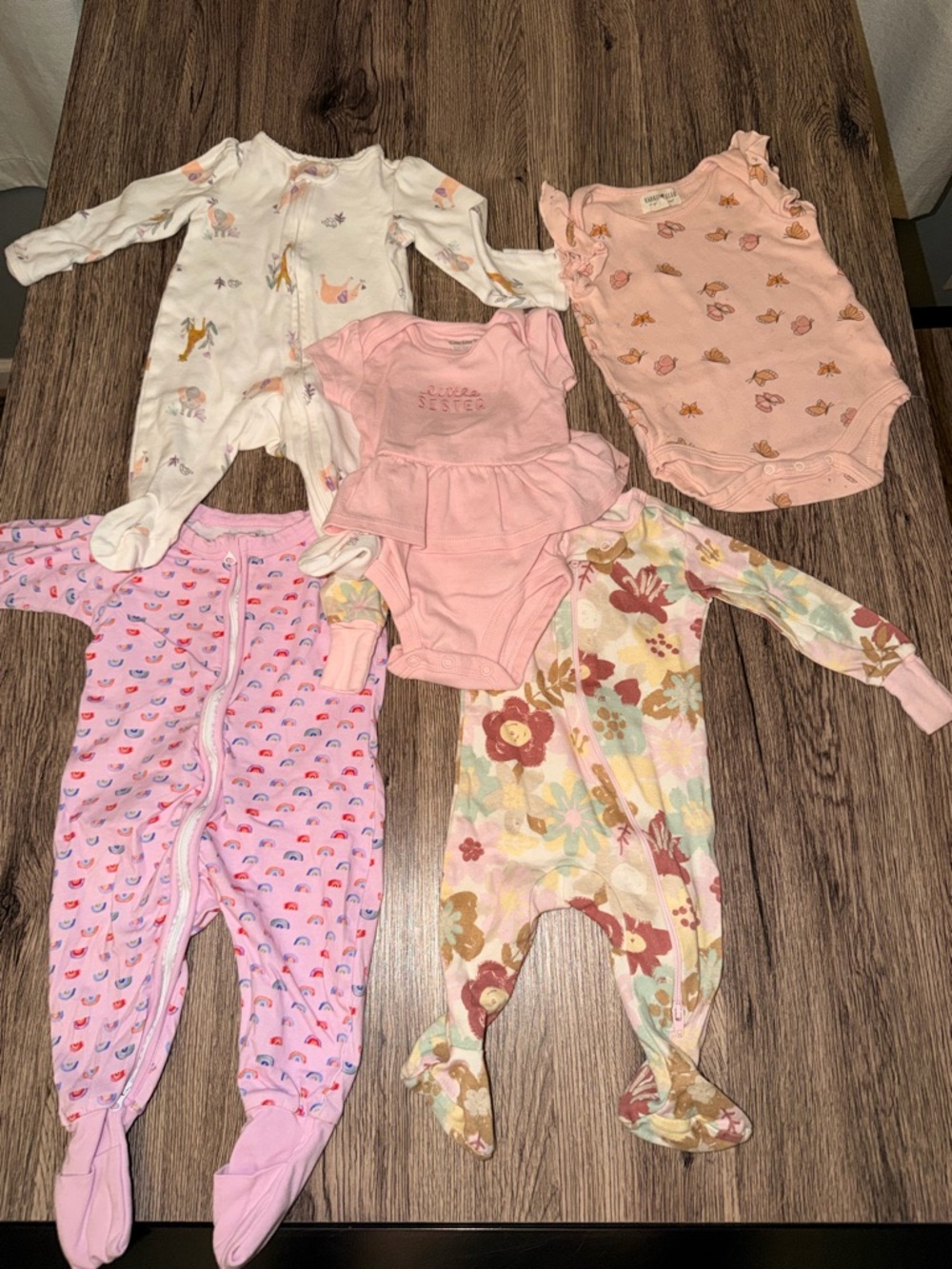 Carter's Pink & Floral Baby One-Piece and Bodysuit Bundle 3-6 months